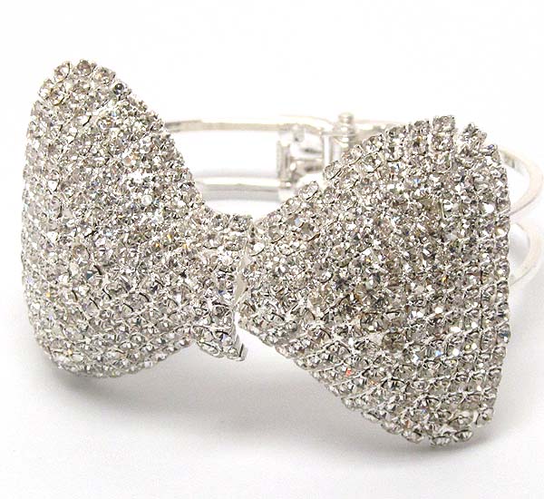 Crystal metal colorful bow hinge bangle