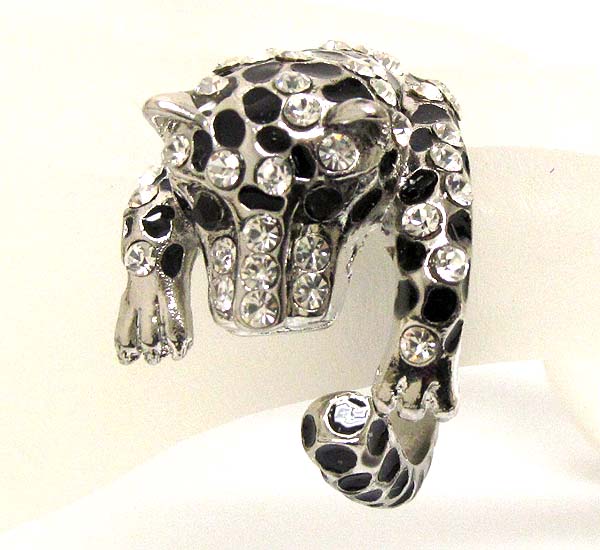 Crystal stud leopard hinge stretch ring