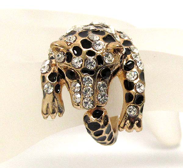 Crystal stud leopard hinge stretch ring