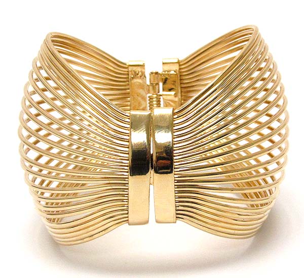 Multi metal wired patern hinge bangle