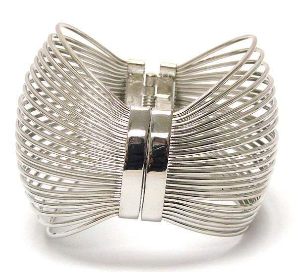 Multi metal wired patern hinge bangle