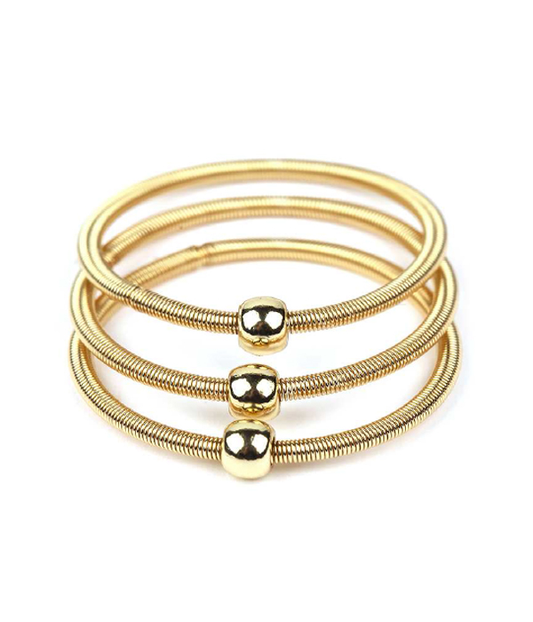 Metal ball accent stackable multi ring combo set of 3