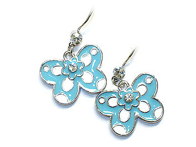 Enamel and crystal stud butterfly earring