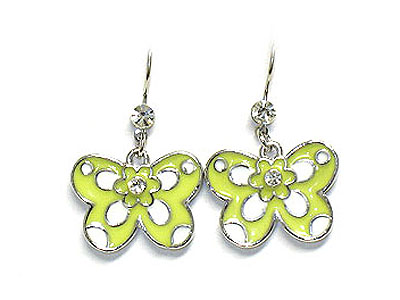 Enamel and crystal stud butterfly earring