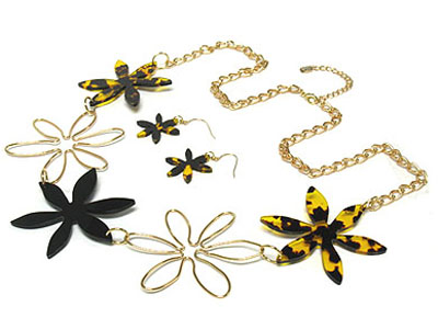 Big flower necklace and earring set