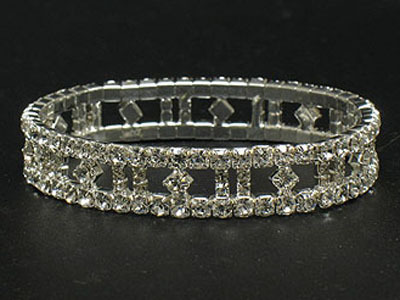 Double line rhinestone stretch bracelet