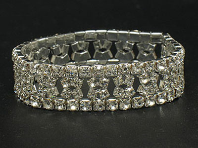 Double line rhinestone stretch bracelet