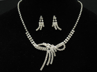 Rhinestone boutique style necklace and earring set