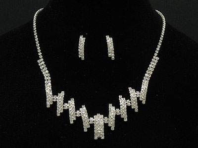 Rhinestone  boutique style pave necklace and earring set