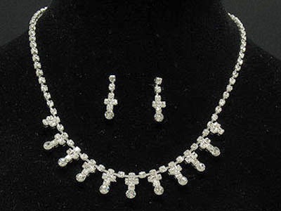 Rhinestone simple style necklace and earring set