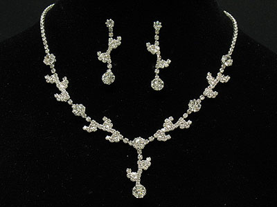 Rhinestone twig style necklace and earring set