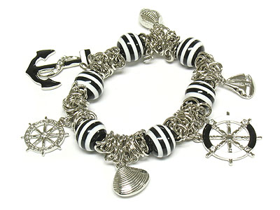 Marine multi charm stretch bracelet