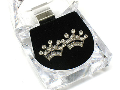 Rhinestone earring set with case - ice cube