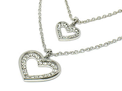 Dual crystal heart necklace