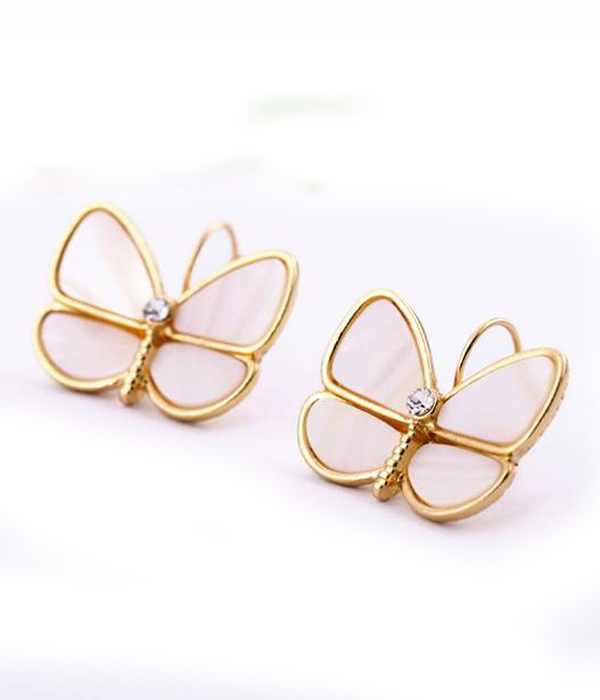 Boutique style natural shell butrterfly earring