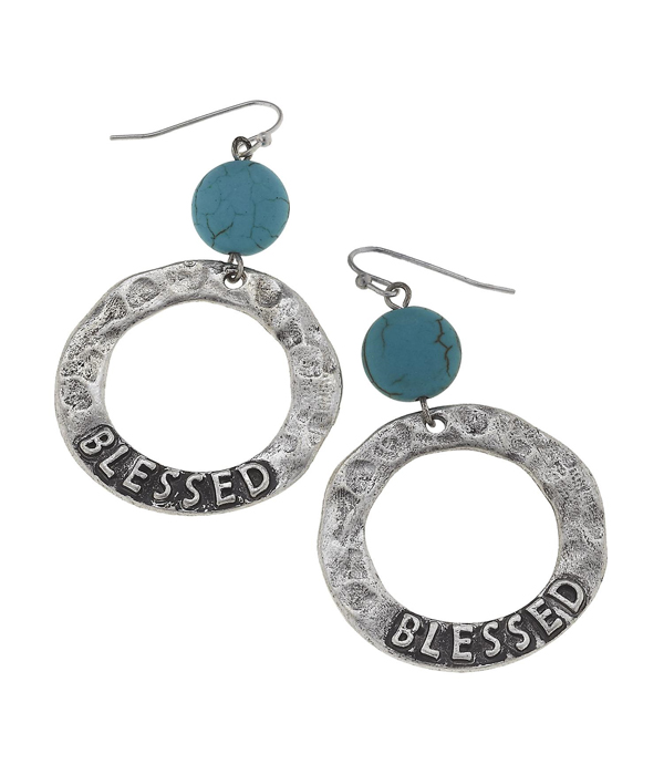 Handmade turquoise and ring earring - blessed