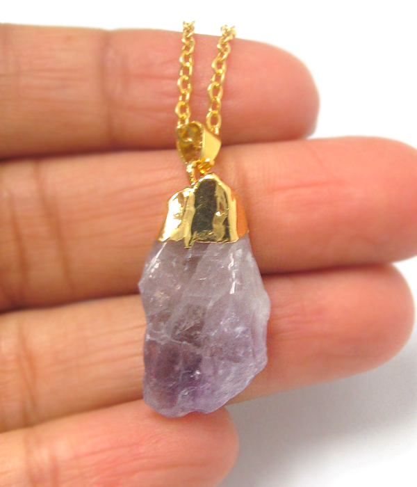 Gold wrap semi precious stone pendant necklace