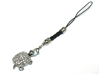 Crystal deco turtle cellphone strap charm