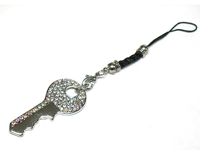 Crystal stud key cellphone strap charm