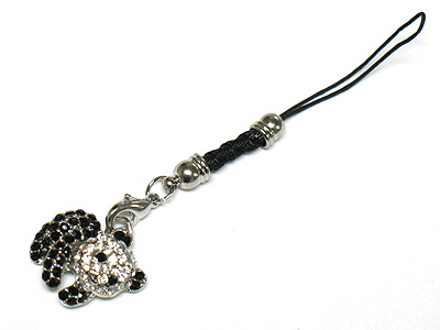 Crystal stud panda cellphone strap charm