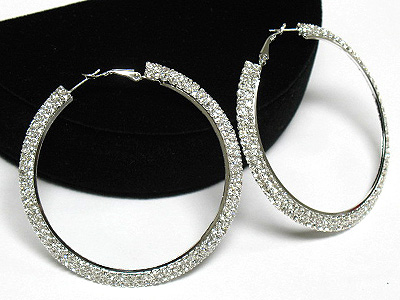 Dual line crystal hoop earring - hoops