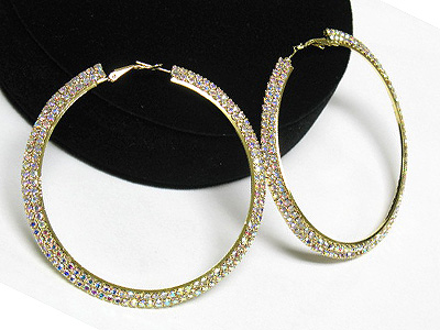 Dual line crystal hoop earring - hoops