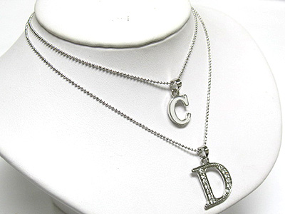 Made in korea whitegold plating designer inspired double strand cd necklace