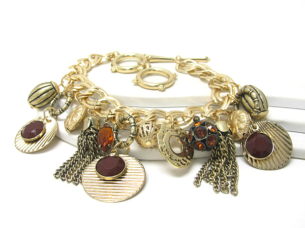 Multi metal disk charm braclet