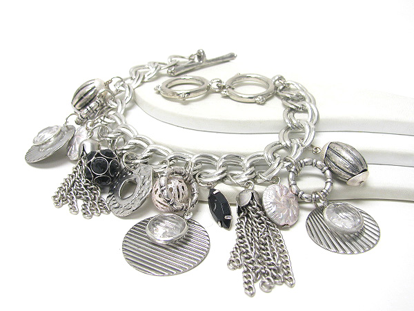 Multi metal disk charm braclet