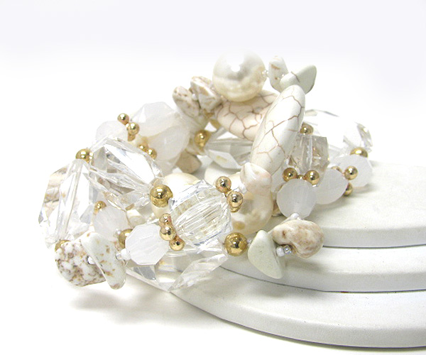 Pearl shell ribbon stretch bracelet 