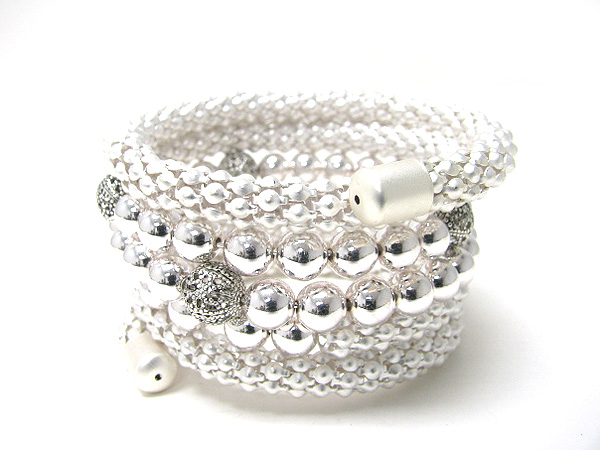 Tube chain and multi ball coiled bracelet