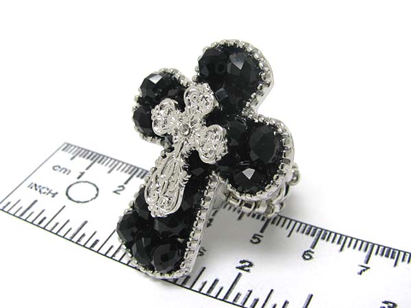 Crystal glass cross stretch ring