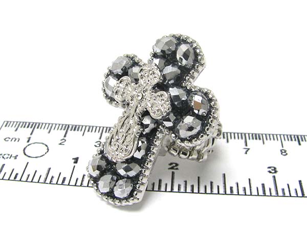 Crystal glass cross stretch ring