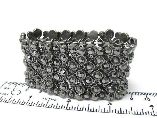 Crystal stud metal mesh stretch bracelet