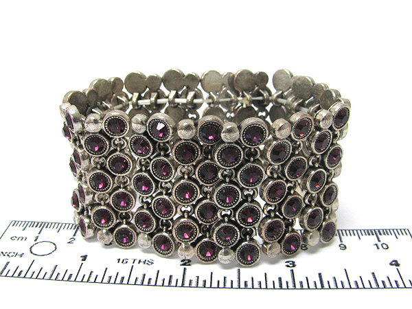 Crystal stud metal mesh stretch bracelet