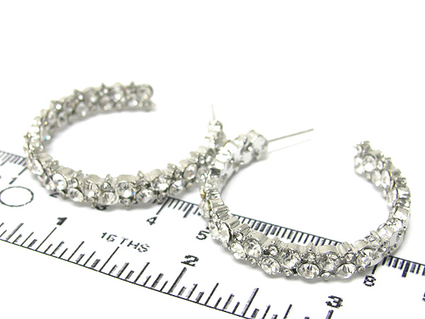 Multi crystal round metal hoop earring  - hoops