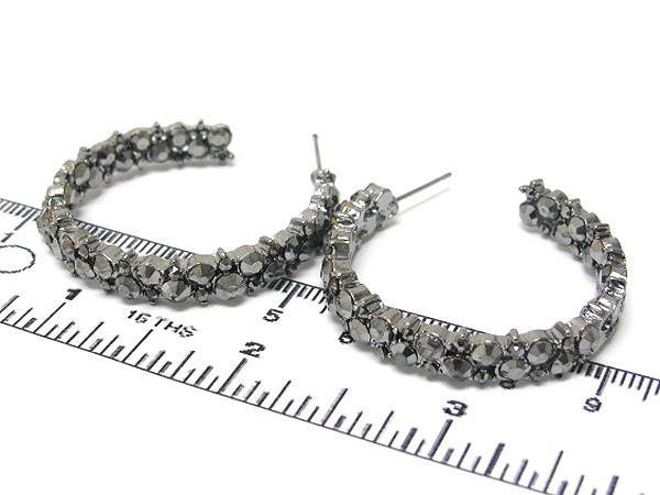 Multi crystal round metal hoop earring  - hoops