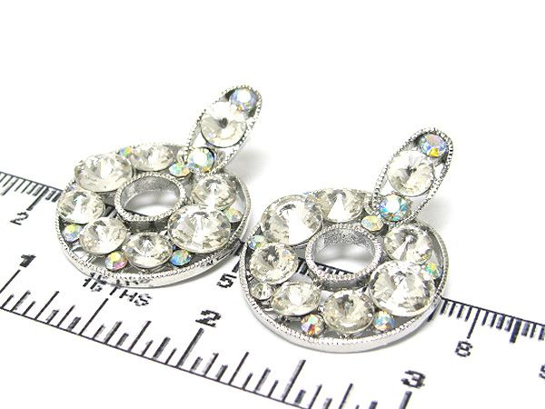 Multi size crystal round metal earring