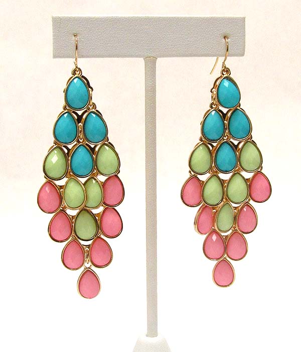 Multi pattern colorful acryl tear drop diamond shape drop earring