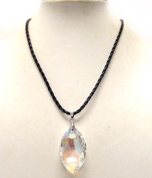 Crystal arowwhead glass drop cord necklace