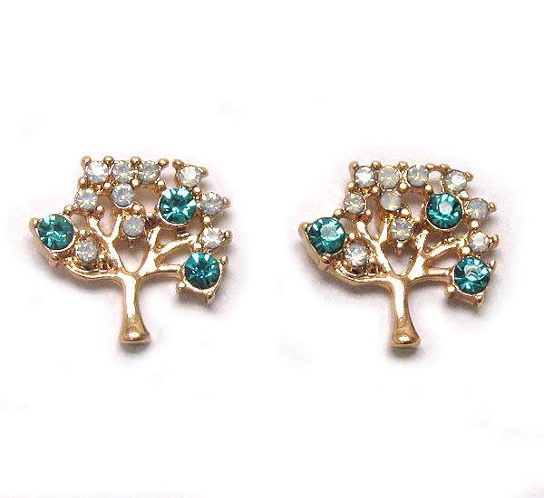 Crystal textered tree stud earring 