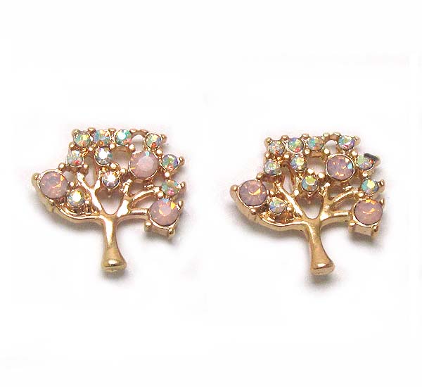 Crystal textered tree stud earring 