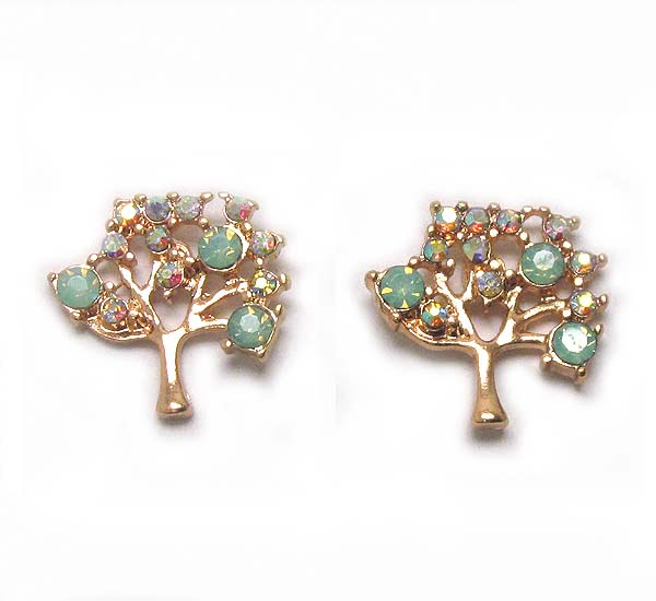 Crystal textered tree stud earring