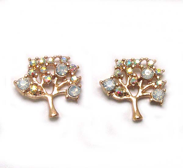 Crystal textered tree stud earring