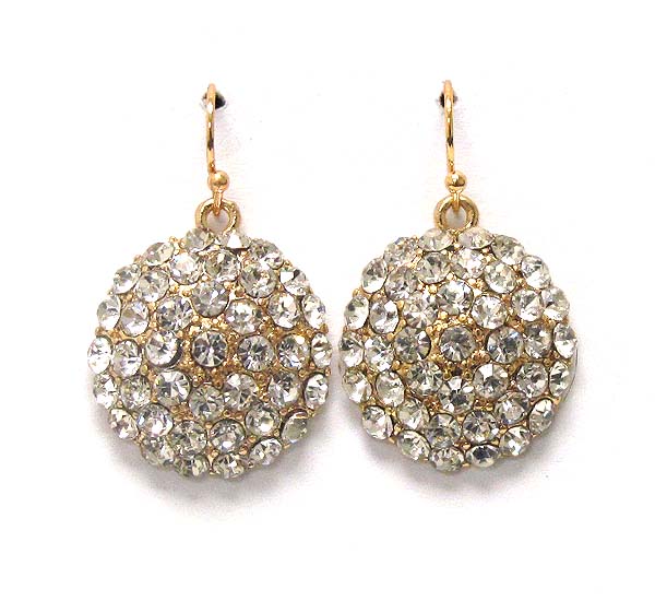 Multi crystal on puffy round metal stud earring