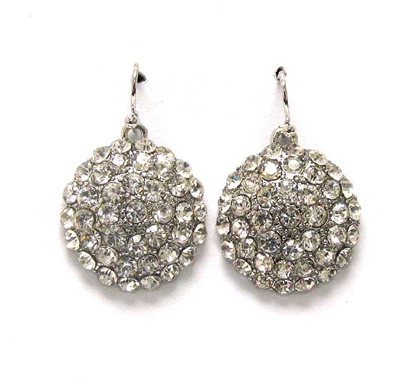 Multi crystal on puffy round metal stud earring