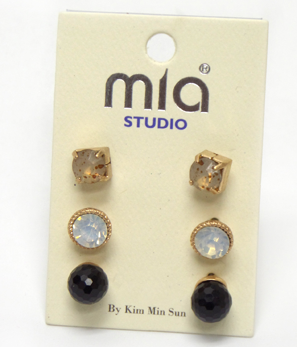 Crystal and pearl mix 3 pair earring set