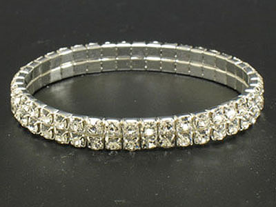 2 row rhinestone stretch bracelet