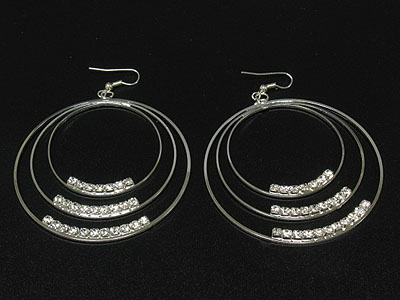 Rhinestone triple hoop earring - hoops