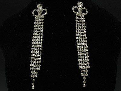 Rhinestone boutique style crown 5 dangles earring